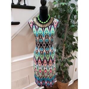 Signature Camry Women's Multicolor Round Neck Sleeveless Knee Length Dress 12